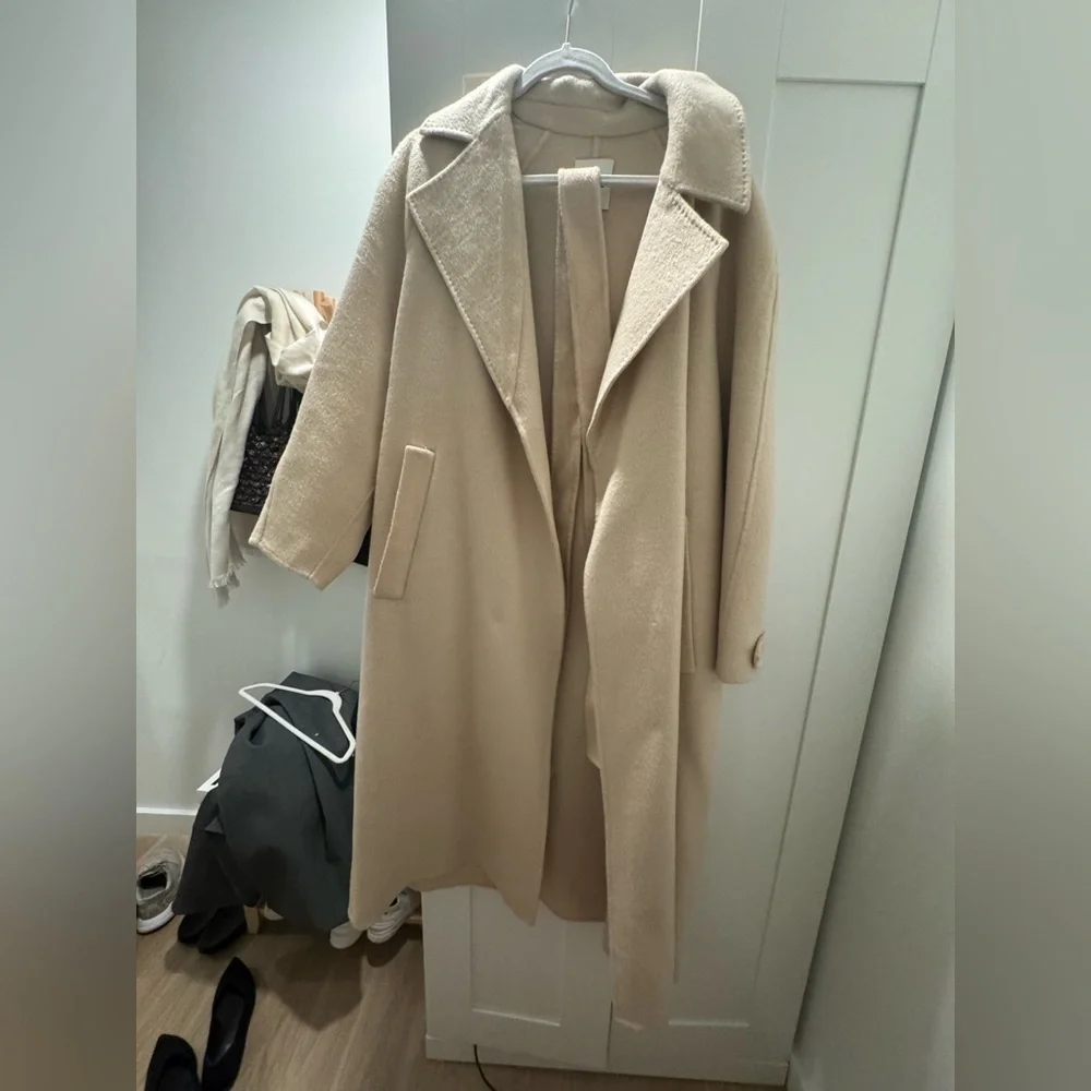Sandro Cream Wool Coat - Picture 6 of 8